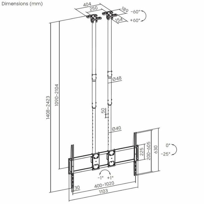 Support de TV Aisens CT120TLE-395 60" 120 kg