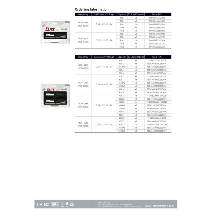 Mémoire RAM Team Group TED432G3200C2201 32 GB DDR4 3200 MHz CL22 Mémoire RAM Team Group TED432G3200C2201 32 GB DDR4 3200 MHz CL22