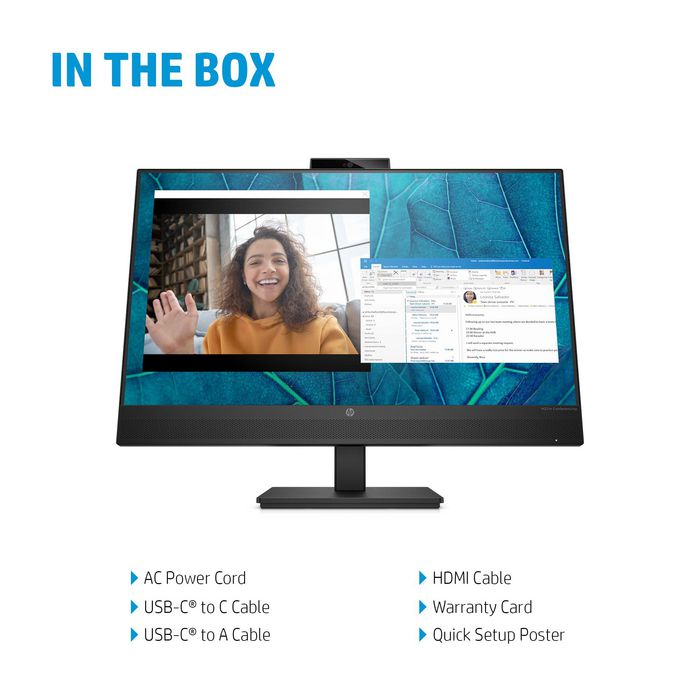 HP M27m - Écran de conférence 27 pouces Full HD avec webcam 5 MP, micros anti-bruit, haut-parleurs et port USB-C 65 W