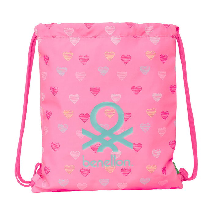 Sac à dos serré par des ficelles Benetton Heart Rose 35 x 40 x 1 cm Sac à dos serré par des ficelles Benetton Heart Rose 35 x 40 x 1 cm