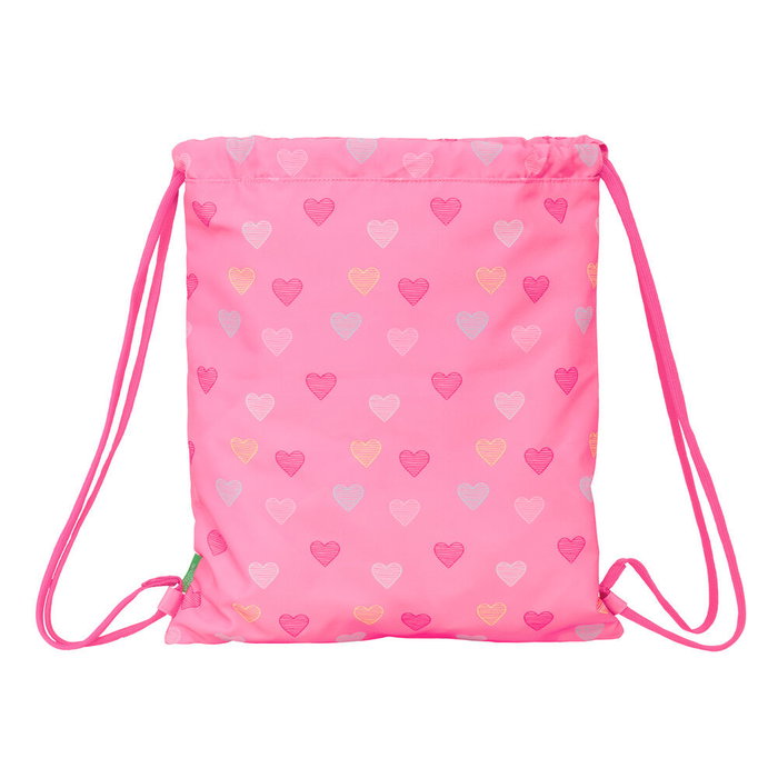 Sac à dos serré par des ficelles Benetton Heart Rose 35 x 40 x 1 cm Sac à dos serré par des ficelles Benetton Heart Rose 35 x 40 x 1 cm