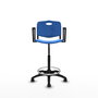 Tabouret Taburete Robledo Pivotant Chlorure de polyvinyle Bleu Structure polyamide noire Accoudoirs fixes Sans appui-tête Roulettes autofreinées