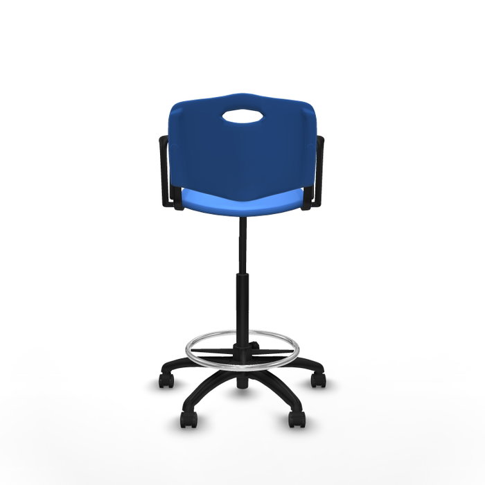 Tabouret Taburete Robledo Pivotant Chlorure de polyvinyle Bleu Structure polyamide noire Accoudoirs fixes Sans appui-tête Roulettes autofreinées Tabouret Taburete Robledo Pivotant Chlorure de polyvinyle Bleu Structure polyamide noire Accoudoirs fixes Sans appui-tête Roulettes autofreinées