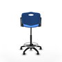 Tabouret Taburete Robledo Pivotant Chlorure de polyvinyle Bleu Structure polyamide noire Accoudoirs fixes Sans appui-tête Roulettes autofreinées