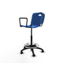 Tabouret Taburete Robledo Pivotant Chlorure de polyvinyle Bleu Structure polyamide noire Accoudoirs fixes Sans appui-tête Roulettes autofreinées
