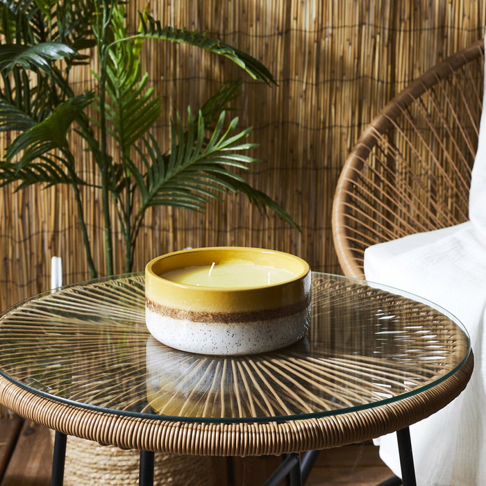 Home Deco Factory Bougie Citronnelle 3 Mèches avec Bol