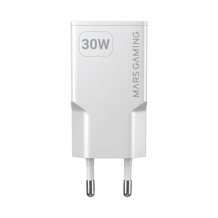 Mars Gaming Cargateur Mural MD-GAN30 30W GaN PD 3.0 QC 3.0 USB-C USB-A Blanc
