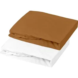P'Tit Dodo - Lot drap-housse et alèse bébé 60x120 cm - Coton éponge - Blanc Caramel - Oeko-Tex Standard 100