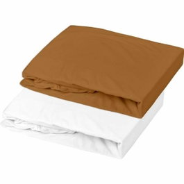 P'Tit Dodo Lot 1 alèse + 1 drap-housse - 60 x 120 cm - Blanc / Caramel