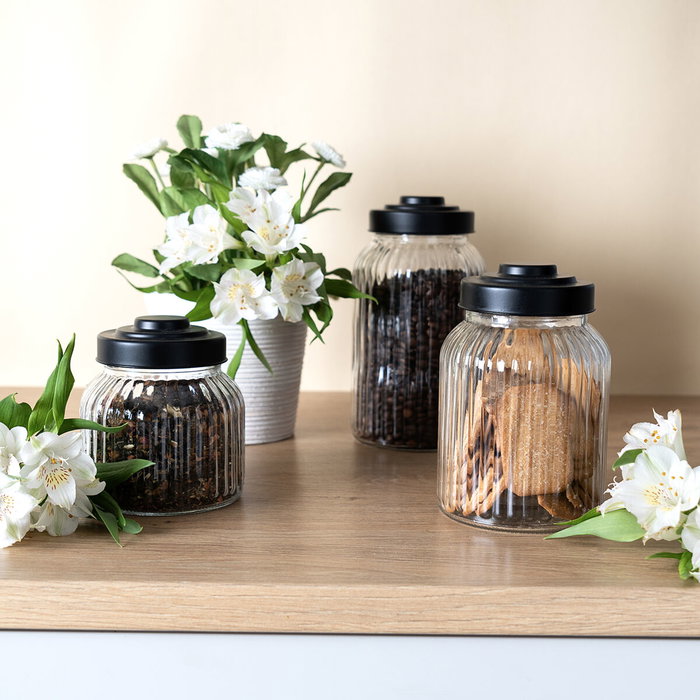 Quid Set de 6 Bocaux en Verre Maison 1L avec Couvercle à Vis