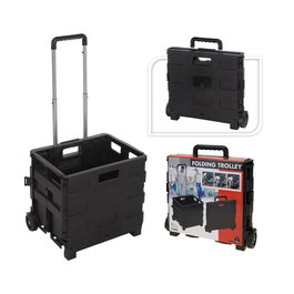 Briscoes Trolley pliable en aluminium 38 x 36 x 30 cm caisse noire PP 30 L - Caisse à outils professionnelle et domestique