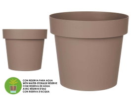Ibergarden Pot de fleurs Plastique Marron avec réserve d'eau 30 cm (Set de 6)