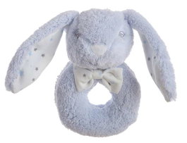 Creaciones Llopis Dou-dou 30x30 avec sonajero 16 cm, peluche lapin bleu en boîte, polyester, dès 3 ans