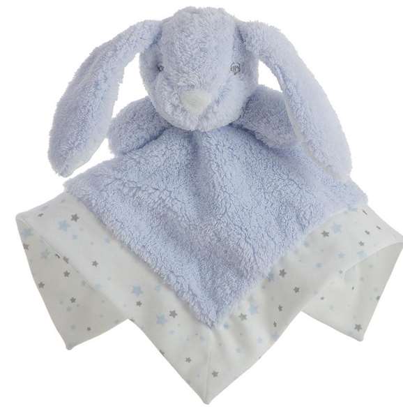 Creaciones Llopis Dou-dou 30x30 avec sonajero 16 cm, peluche lapin bleu en boîte, polyester, dès 3 ans