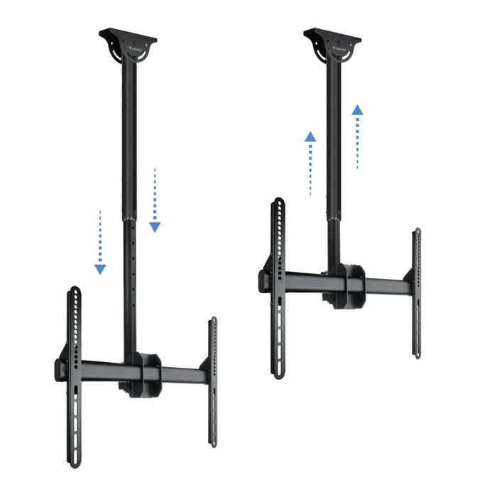 Tooq LPCE1170TSLI Support Mural Plafond pour Écran 37-70 Pouces, Rotation 180°, Inclinable, Charge 50 kg, VESA 600x400, Noir