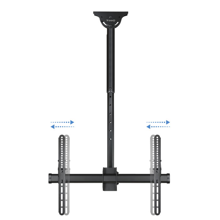 Tooq LPCE1170TSLI Support Mural Plafond pour Écran 37-70 Pouces, Rotation 180°, Inclinable, Charge 50 kg, VESA 600x400, Noir