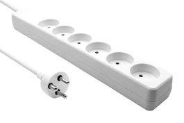 MicroConnect Multiprise danoise 6 prises, blanc, 7 m