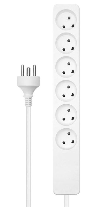 MicroConnect Multiprise danoise 6 prises, blanc, 7 m