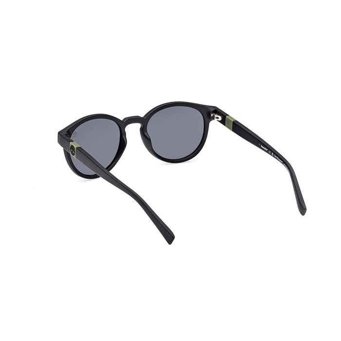 Timberland Lunettes de soleil homme TB9323 02D Rondes Vintage Polarisées Verre Gris Humo Monture Noir Mat 145mm