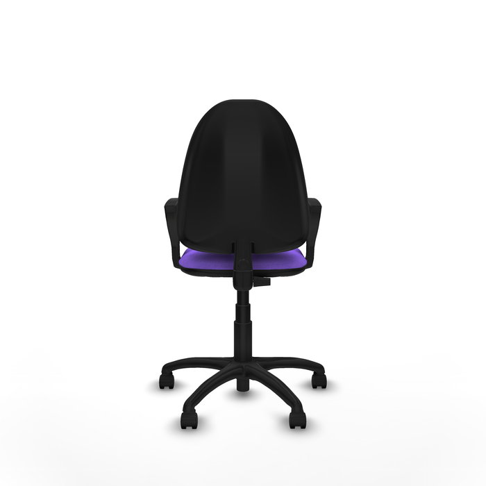 Chaise de bureau Aýna avec mécanisme de contact permanent de base, recouverte de tissu couleur lilas. Équipée d'une base en polyamide noir, d'accoudoirs fixes et de roulettes en nylon de 50 mm. Chaise de bureau Aýna avec mécanisme de contact permanent de base, recouverte de tissu couleur lilas. Équipée d'une base en polyamide noir, d'accoudoirs fixes et de roulettes en nylon de 50 mm.