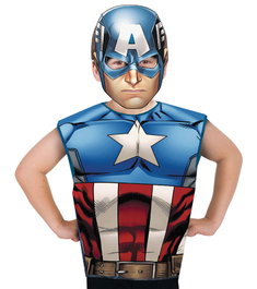 RUBIES Déguisement Captain America Avengers Marvel pour enfant 3-6 ans - T-shirt sans manches avec masque en carton