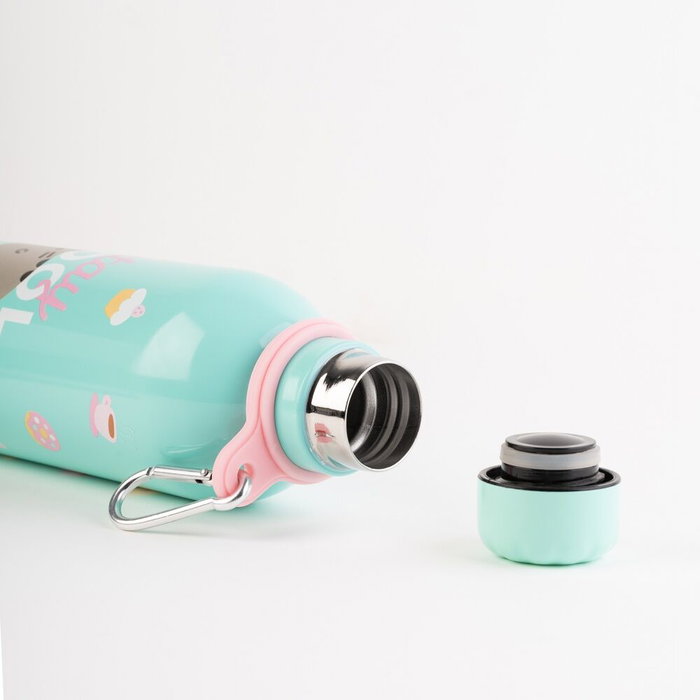 ERIK - Gourde isotherme en acier inoxidable 500 ml à motif Foodie Pusheen, double paroi pour maintien de la température
