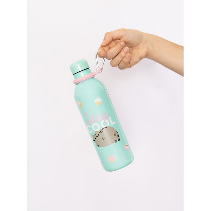 ERIK - Gourde isotherme en acier inoxidable 500 ml à motif Foodie Pusheen, double paroi pour maintien de la température