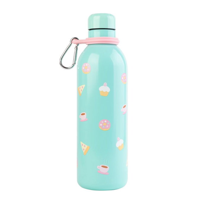 ERIK - Gourde isotherme en acier inoxidable 500 ml à motif Foodie Pusheen, double paroi pour maintien de la température