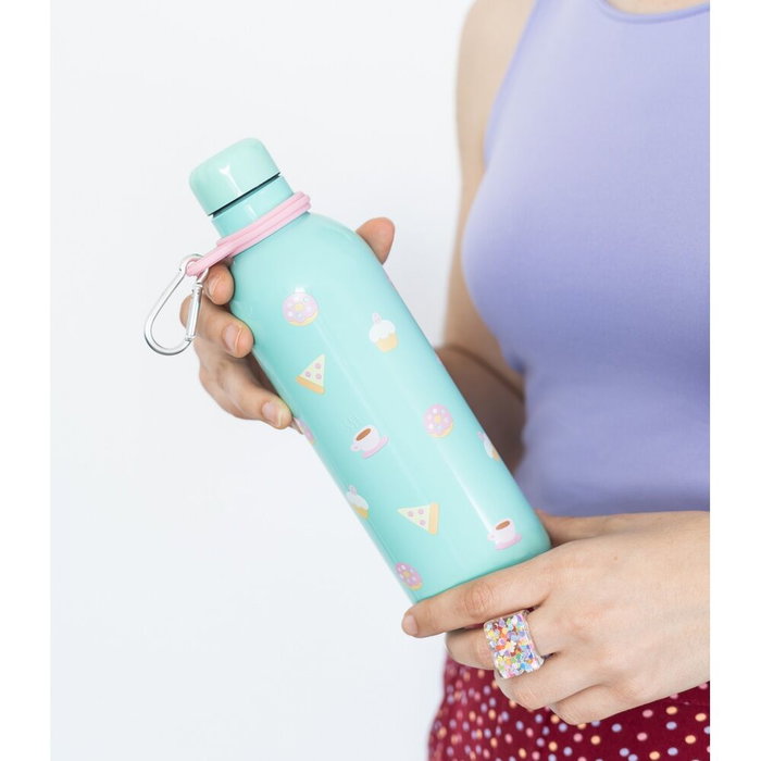 ERIK - Gourde isotherme en acier inoxidable 500 ml à motif Foodie Pusheen, double paroi pour maintien de la température