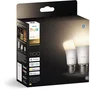 Philips Hue Pack de 2 Ampoules LED Intelligentes Connectées, Blanc Chaud 2700K, Culot E27, 9.5W 1100 Lm, Compatibles Application Hue