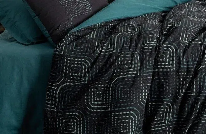 Ensemble de linge de lit - 1 housse de couette 140 x 200 cm + 1 taie d'oreiller 60 x 60 cm - 100% coton renforcé - Imprimé Bleu pétrole