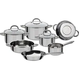 GSW Set de Batterie de Cuisine Montreal 10 Pièces Acier Inoxydable 18/10 Compatible Induction, 16 cm, 20 cm, 24 cm avec Sauteuse et Casserole