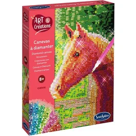 Sentosphere - Kit Création à Diamants Strass sur Canevas - Motif Cheval - Activité Manuelle Anti-Stress - À Partir de 8 Ans