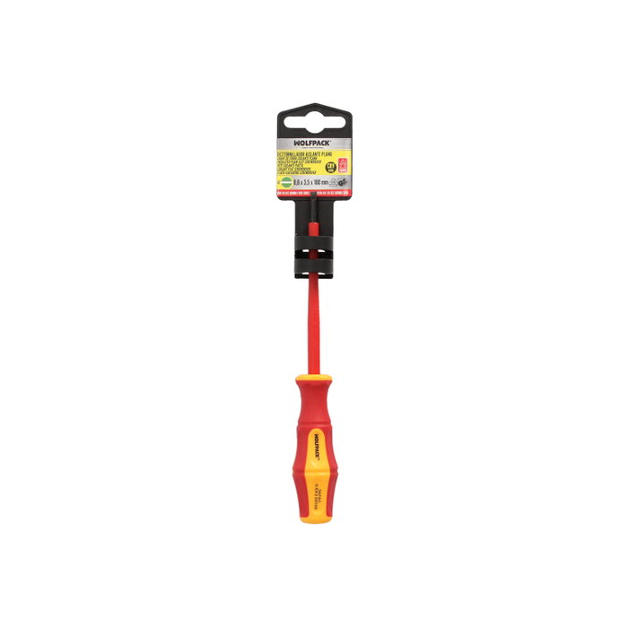 WOLFPACK LINEA PROFESIONAL Tournevis Plat Isolé VDE 1 000 V 0,6 x Ø 3,5 x 100 mm WOLFPACK LINEA PROFESIONAL Tournevis Plat Isolé VDE 1 000 V 0,6 x Ø 3,5 x 100 mm