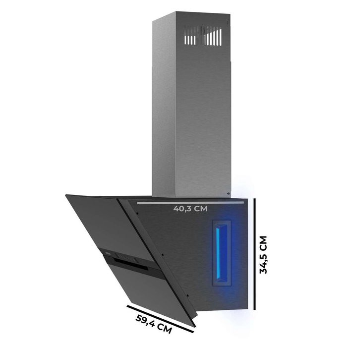 Hotte conventionnelle Cecotec Bolero Flux DT 608010 60cm A++ Noire 800m³/h Verre Inox