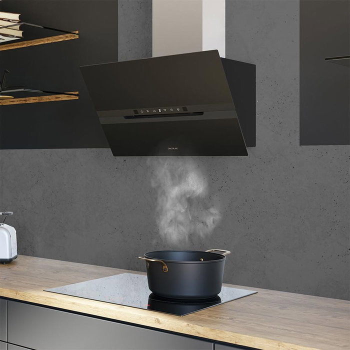 Hotte conventionnelle Cecotec Bolero Flux DT 608010 60cm A++ Noire 800m³/h Verre Inox