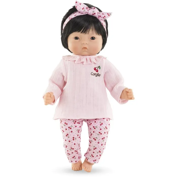 Corolle Bébé Calin Nina - Poupon souple parfumé vanille 30 cm avec biberon et brosse - Dès 18 mois