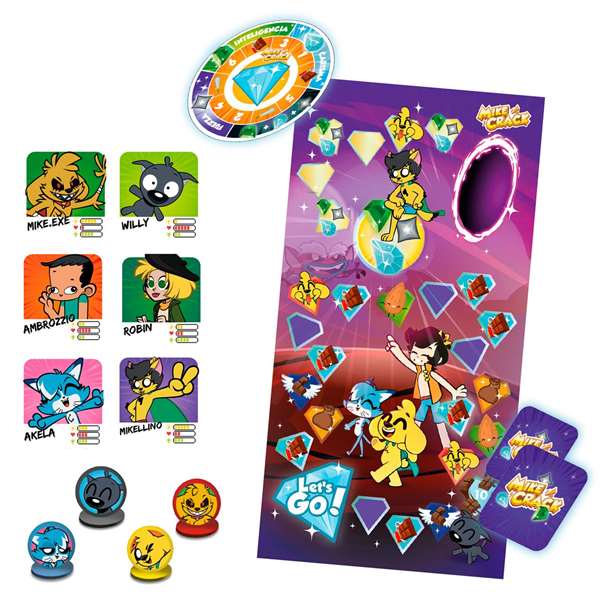 Mike Crack ¡Los Cristales Legendarios! - Jeu de société - Version espagnole - 6 ans et plus - Contient plateau, pions, cartes et figurines