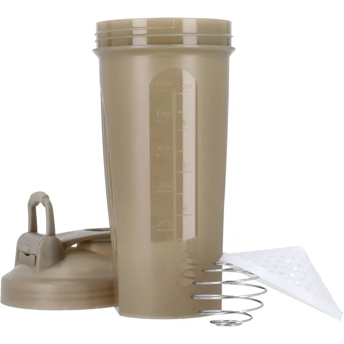 Virtus - Shaker Castaldo avec boule d'agitation et compartiment poudre - Gourde sport 500 ml en PP alimentaire - Couleur kaki