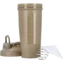 Virtus - Shaker Castaldo avec boule d'agitation et compartiment poudre - Gourde sport 500 ml en PP alimentaire - Couleur kaki