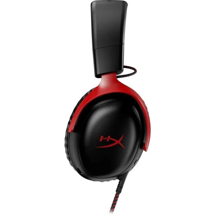 HyperX 727A9AA - Casque gamer Cloud III, filaire, micro-casque avec éclairage LED, noir/rouge