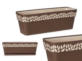 Stefanplast Jardinera en plastique Cloe 50 cm marron avec réservoir d'eau (Set de 12)