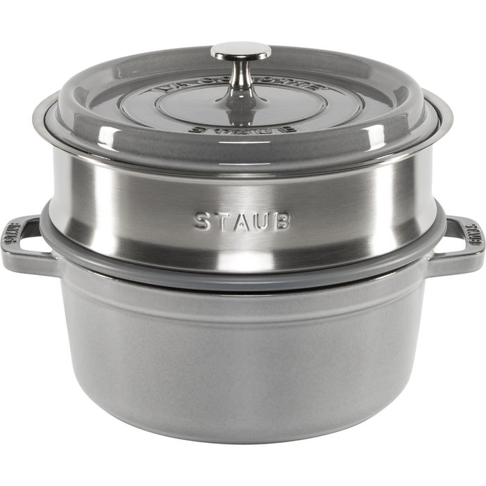 Staub La Cocotte 24cm ronde avec insert vapeur, Graphite Staub La Cocotte 24cm ronde avec insert vapeur, Graphite