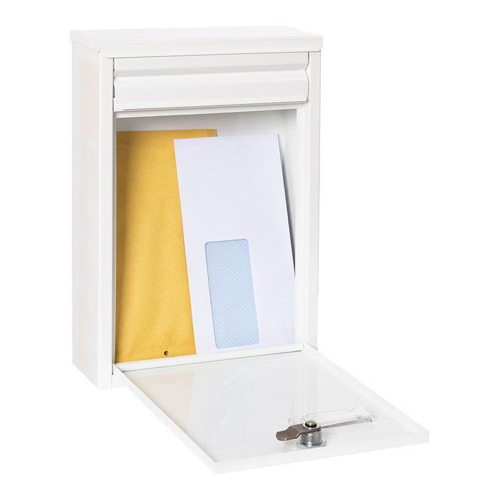 Arregui Buzón Zagúan Extérieur A5 - Boîte aux lettres Acier Blanc 22x8x32 cm avec Serrure