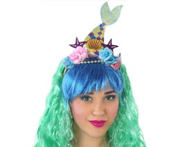 Atosa Diadema Cola Sirena Fantasia avec fleurs et détails brillants