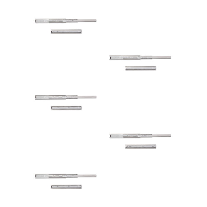 Emuca Lot de 5 jeux de coulisses pour tiroirs, roulement à billes, hauteur 45mm, profondeur 300mm, sortie totale, zingué Emuca Lot de 5 jeux de coulisses pour tiroirs, roulement à billes, hauteur 45mm, profondeur 300mm, sortie totale, zingué