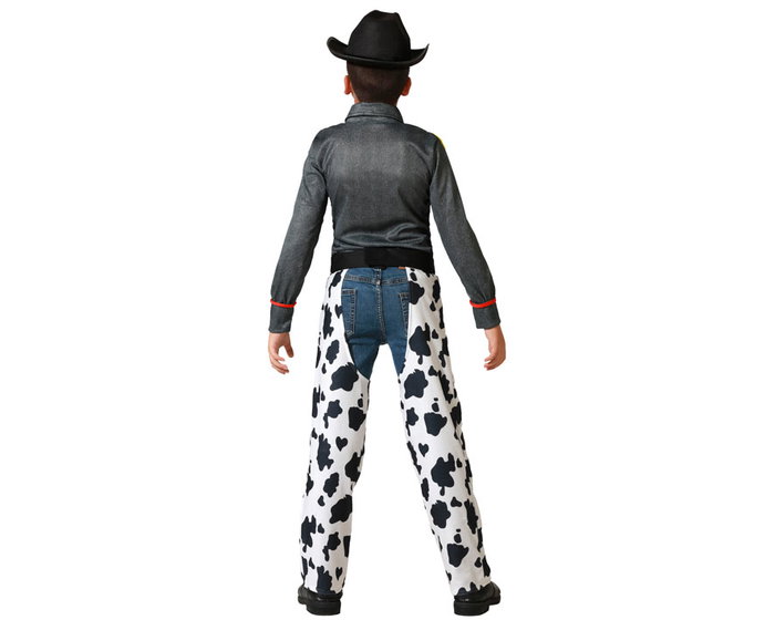 Déguisement Cowboy Enfant Unisexe Far West Polyester Taille 10-12 Ans, Ensemble Chemise et Salopette Bleu