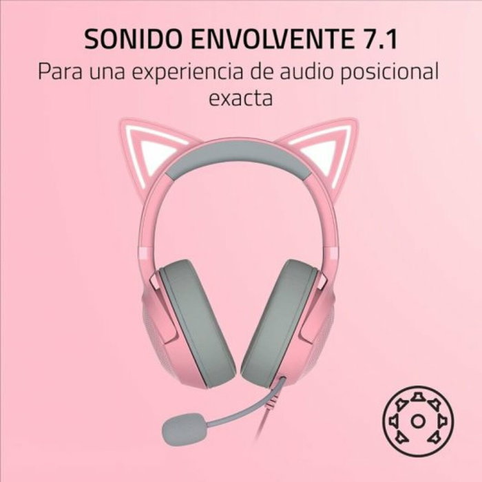 Razer RZ04-04730200-R3M1 - Casque Gaming Kraken Kitty V2 avec oreillettes chat RGB - Rose