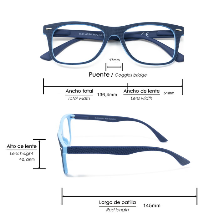 EL CHARRO Lunettes de lecture Illinois Bleues +3,0