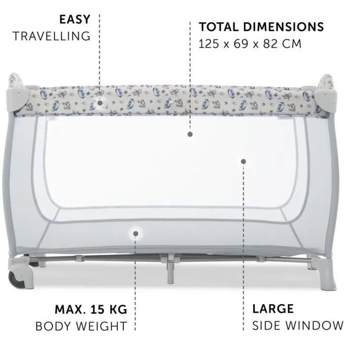 Hauck Sleep n Play Go Plus - Lit de voyage pliable avec roulettes pour bébé - 60 x 120 cm - De la naissance à 15 kg - Design Pooh Exploring